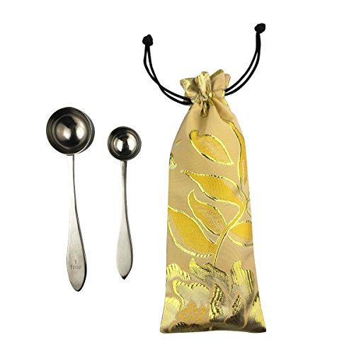 Coffee Scoop Long Handle Measuring Spoons 1 Tbsp and 1/3 Tbsp Set of 2 with Organize Bag