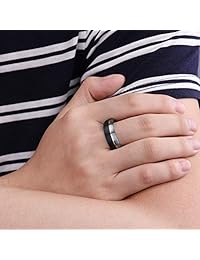 Anillo de boda de carburo de tungsteno de 0.315 in con tres llaves, delgado, línea de oro rosa, marrón, plata cepillada