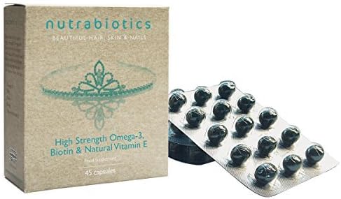 Nutrabiotics Hair/Skin/Nails Supplements with Omega-3/Biotin and Natural Vitamin-E Capsules - Pack of 45 Capsules by Nutrabiotics