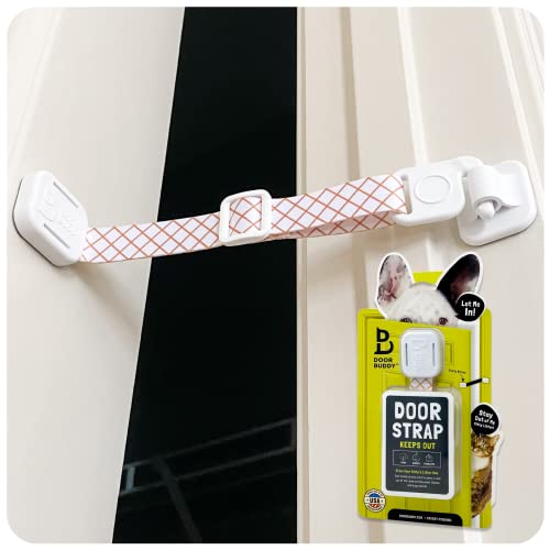 Door Buddy Cat Door Strap for Pets Caramel. Adjustable Dog Proof Door