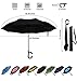 Double Layer Inverted Umbrella Big Straight Reverse Parasol Windproof UV Protection Umbrella for Car Rain Outdoor Hands Free C-Shaped Handle with Carrying Bag