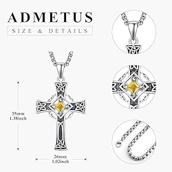 ADMETUS November Birthstone Cross Necklace Sterling