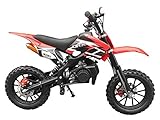 DR-X Holeshot Kids Mini Dirt Bike Gas Power 2-Stroke 50cc Motorcycle Off Road Motorcycle Pit Bike, Fully Automatic Transmission, Red
