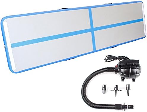 Inflatable GYM Mat Home Air Floor Inflatable Tumbling Mat for Gymnastics Inflatable Air Track + 500W Pump 110V (Blue 02 )