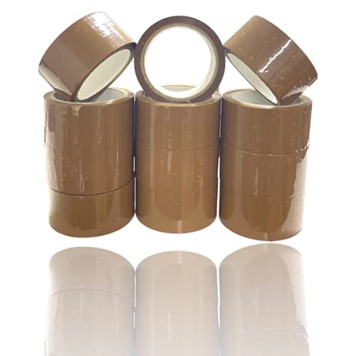 REQUISITE NEEDS Heavy Duty Strong Packaging Tape, Great For Packing, Shipping & Moving, Brown Tape (48mm x 66m) For Industrial and House Hold Uses (Brown Tape Pack of 12)