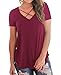 BOBOSMXL Women's Criss Cross Top Plus Size Burgundy Tee Shirt Wine Red L