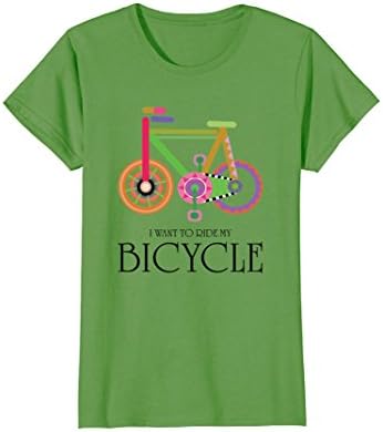 Womens I Want To Ride My Bicycle T-shirt Medium Grass