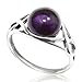 Chuvora 925 Sterling Silver Genuine Purple Amethyst Celtic Knot Triquetra Trinity Knot Ring - Size 8