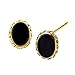 Natural Oval-Cut Onyx Stud Earrings in 14k Yellow Gold