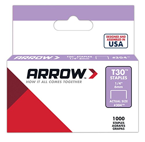 Arrow Fastener 304 Genuine 1/4-Inch Thin Wire Staples for T30 Staple Gun, HT30 hammer tacker, 1,000-Pack