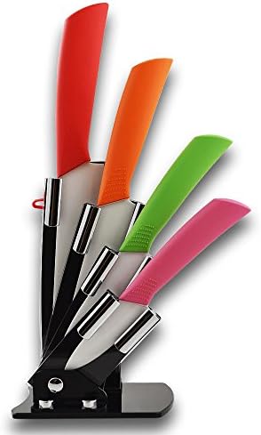 6-piece Ceramic Knife Set with 4 Various Sized Knives, a Peeler, and an Acrylic Holder- Dual Kitchenware
