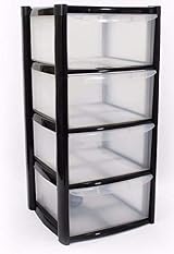 Easy Shopping 4 Drawer Large Plastic Storage Tower Black for Office School view 3