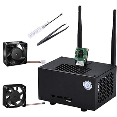 GeeekPi NVIDIA Jetson Nano Metal Case (Support Jetson Nano B01 and A02) with 4020 PWM Cooling Fan and 4010 Fan, Power &amp; Reset Control Switch, Camera Holder for NVIDIA Jetson Nano Developer Kit
