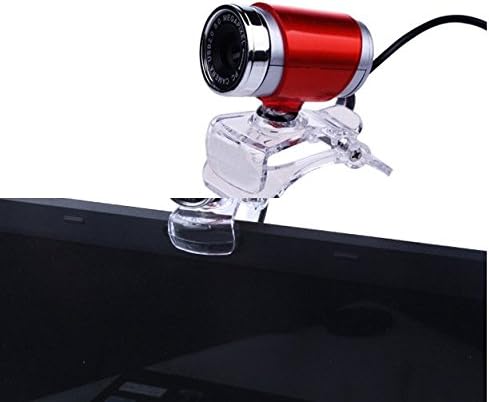 USB 2.0 12 Megapixel HD Camera Web Cam with MIC Clip-on 360 Degree for Desktop Skype Computer PC Laptop Transparent(red)