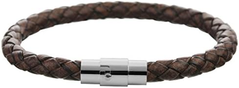 Ckysee Jewelry Braided Genuine Leather Bracelet with Locking Stainless Steel Clasp (Length 7.5-9)