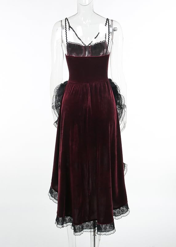 TSMNZMU Womens Gothic Velvet Corset Dress - Vintage Fairy Lolita Punk Grunge Long Goth Emo Alt Halter Dress