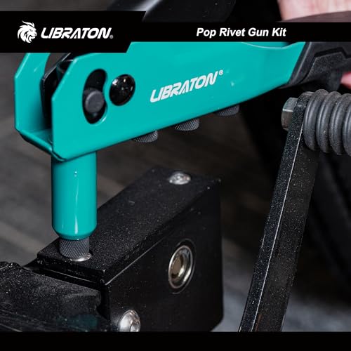 Libraton Professional Rivet Pliers, Pop Riveter, Blind Rivet Pliers, Manual Rivet Gun, Riveting Tool with 120 Blind Rivets, 4 HSS Drills, 4 Interchangeable Nozzles Without Tool