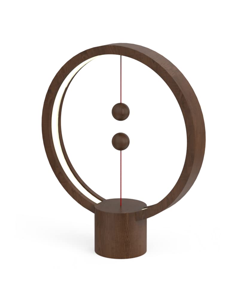 Heng Design LED Light for Living Room Bedroom with USB Connection in Warm White Light (Dark Wood, Round)