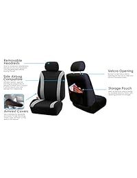 Fundas de asientos de tela plana Cosmopolitan FH FB054115, compatible con bolsa de aire y asiento dividido. Se ajusta a la mayoría de coches, camiones, Suv o van, Gris