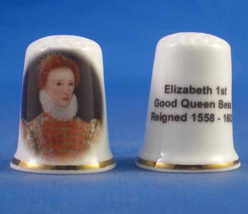 Porcelain China Collectable Thimble - Elizabeth 1st with Free Gift Box