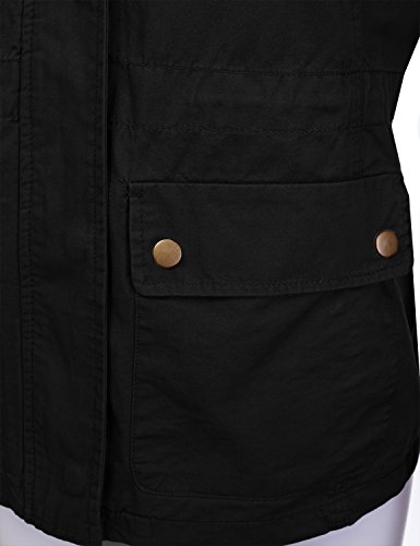 DRESSIS Women's Zip Up Lightweight Anorak Military Jacket BLACK S