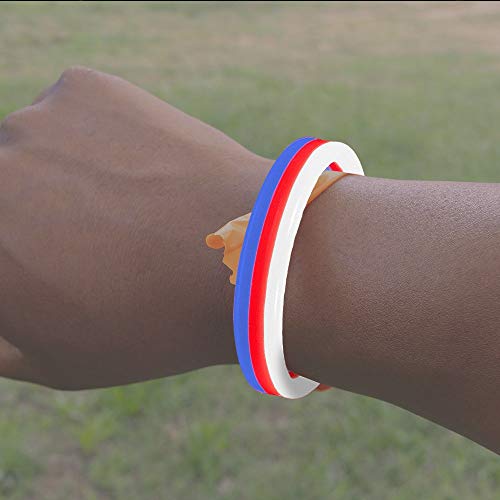 Lumistick 8 Inch Triple Wide Neon Glow Stick Bracelet | Kid Safe Non-Toxic Light Up Party Pack Glowstick | Perfect for 4th July Independence Day | Lasts up to 12 Hours - 30 Bracelet (Red White & Blue)