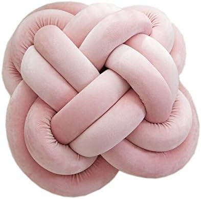 Pandain Fashion Nordic Knot Ball Pillow Throw Pillow Plush Toy for Kids Bedroom Decor Pink