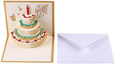 3D Paper Pop Up Handmade Happy Birthday Cake Design Greeting Cards for Children,Kids,Friends (Birthday Cake)