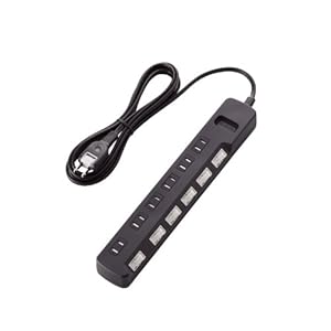 ELECOM 電源タップ 雷ガード 省エネ 個別スイッチ ホコリシャッター付 6個口 2.5m ブラック T-K04-2625BK