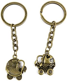 100 Pieces Ancient Bronze Keychain Keyring Key Chain Ring Charms Jewelry Making Handmade U5TZ3 Baby Carriage Stroller
