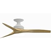 Fanimation Spitfire 3 Blade Ceiling Fan 12 Inch Tall and 48 Inch Wide with Matte White Finish and Natural Blades, Close to Ce