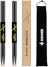Donner 5A Maple Drum Sticks 2 Pair with Carrying Bag Black view 2