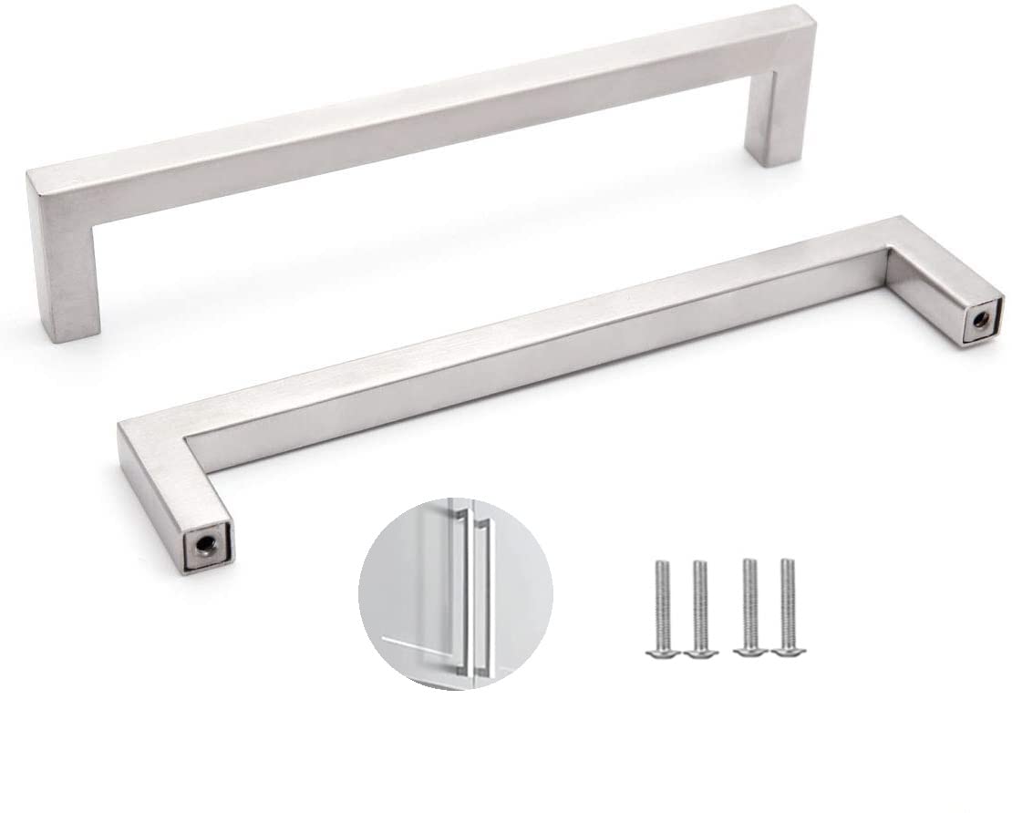SYDARSYN 2 Pack Cabinet Handles Silver Kitchen Cupboard Handles Stainless Steel Square Drawer Handles 288mm (Screws Included)