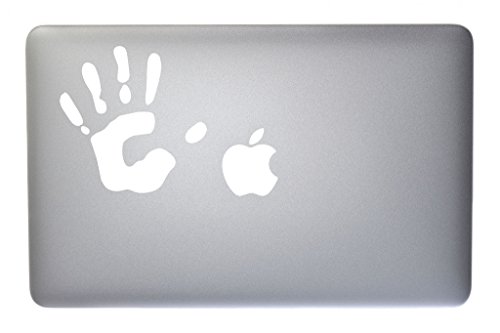Hand Print Vinyl Decal for Macbook, Laptop or other device 5 Inch (white)