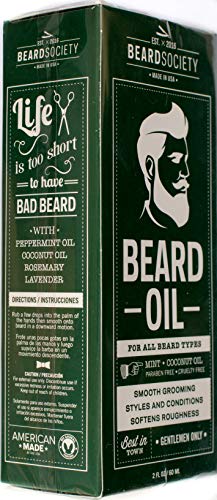 Beard society beard oil Gentlemen only 2fl.oz Mint, Coconut oil USA made