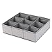 mDesign Soft Fabric 9 Section Dresser Drawer and Closet Storage Organizer for Child/Kids Room, Nursery, Playroom - Divided Large Organizer Bin - Herringbone Print with Solid Trim - Gray