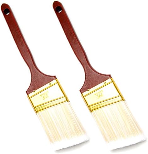 Hometeq - (2 Pack) 2 1/2 inch Angled Paint Brush Designed Latex or Oil Based Paints for Indoor or Outdoor with Heavy Duty Wooden Handle