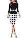 Viwenni Women's Houndstooth Belted Colorblock Tartan Wear to Work Casual Pencil Dress