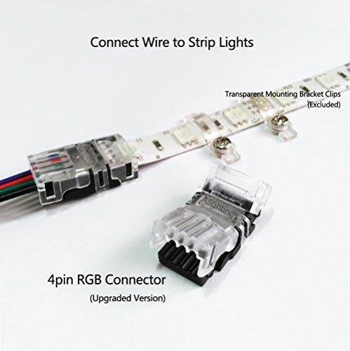 Alightings LED Connector for 4Pin 5050 RGB Waterproof LED Strip Lights- Strip to Wire Quick Connection, 20 - 18 AWG Wire No Stripping