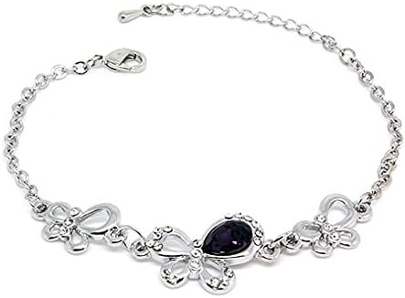 DATORA Three Butterfly Bracelet with Colored and White Cubic Zirconia Stones -004