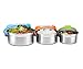 Bruntmor Trio Nesting 18/8 Stainless Steel Food Containers With Snapping Seal Leak-Proof Lids. Square Shape Stainless Steel With Bpa-Free Locking Lids. Set Of 3-8 Oz/ 16 Oz/ 24 Oz