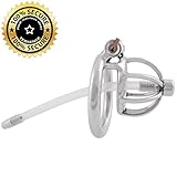 TERNENCE Metal Male Chastity Device Steel Stainless Cock Cage Sex Toy Ring with Tube (1.77 inch / 45mm)
