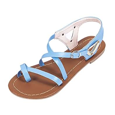Amazon.com | Flat Sandals Roman Shoes Flat Sandals for Women Summer Shoes Sandals Women, Sky 