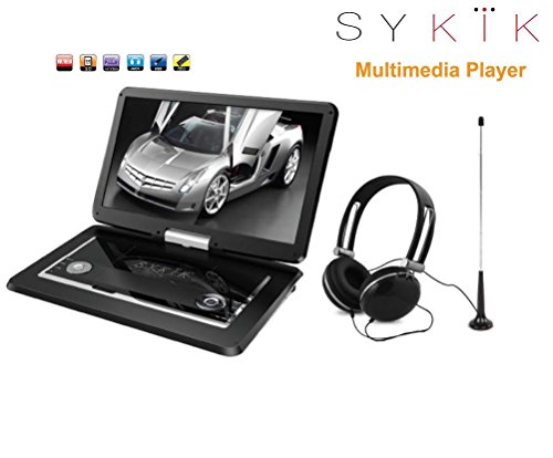 Sykik SYDVD9116 TV 10.1'' Inch All multi region zone free HD swivel portable dvd player With Digital TV Atsc Tuner,USB,SD card slot with headphones, Ac adaptor ,car adaptor Remote control