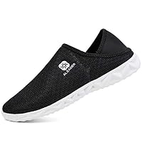 Zefani Mens Indoor House Shoes Slip On Water Shooes for Beach Kayaking Boating Pool Fishing Diving Swim Black/White 9 M US