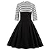 Ezcosplay Women's Vintage Striped Mid Sleeve A-line Cocktail Party Swing Dress