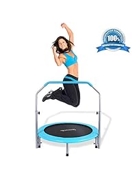 SereneLife Portable & Foldable Trampoline - 40" in-Home Mini Rebounder with Adjustable Handrail, Fitness Body Exercise, Spring  Safe for Kids - SLELT403