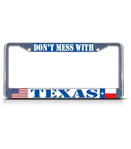 Texas Flag License Plate Frame – Desert Cactus Metal Tag Holder For Cars, Trucks, SUVs | Officially Licensed Texan Accessory