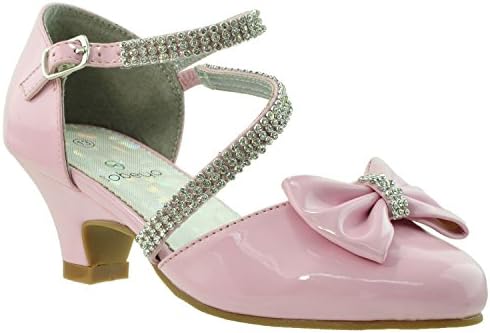 SOBEYO Girl's Dress Shoes High Heeled Sandals Rhinestone Bow Accent Kitten Kids Heels SBO-KSH-47