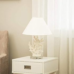 Glitzhome 19.29''H Coral Novelty Table Lamp-Farmhouse Marine Design with White T/C Shade Neutral Lampshade & Soft… 41fjvf4OI7L